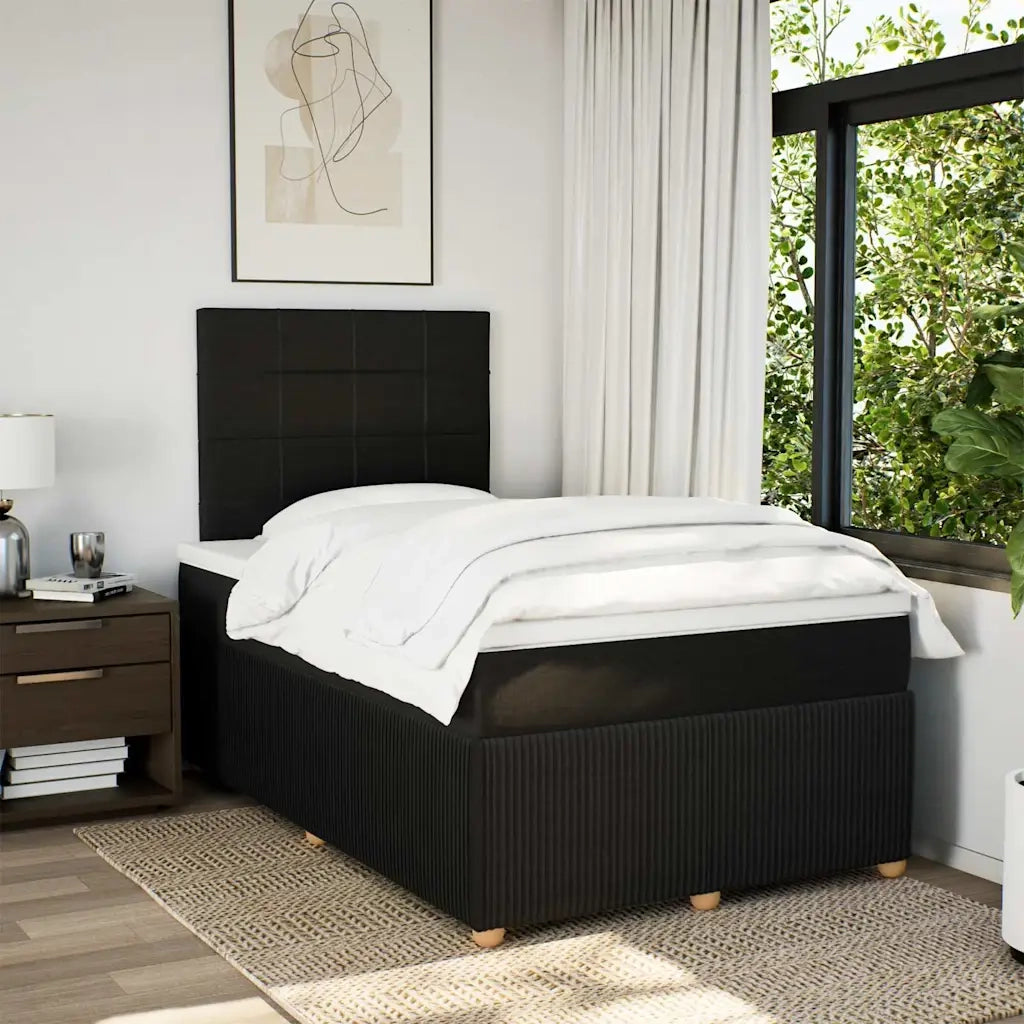 Giroletto a Molle con Materasso Nero 120x190 cm in Tessuto