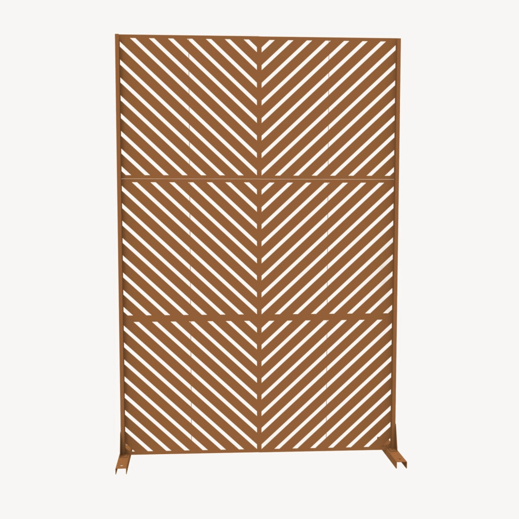 Pannello Divisorio Kekan con Struttura Decorativa in Acciaio 180 x 120 cm - Marrone casa.pro