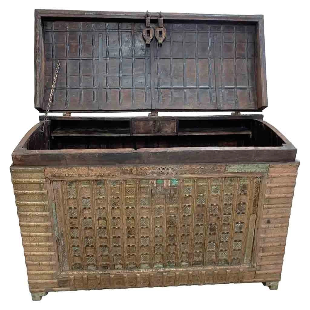 Baule in legno e metallo, artigianale marrone, 166x94x104h cm