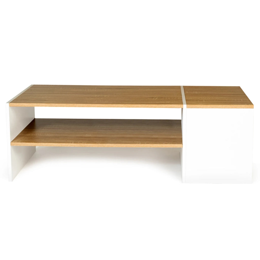 IDMarket - Tavolo basso da bar contemporaneo IZIA con contenitore bianchi e legno
