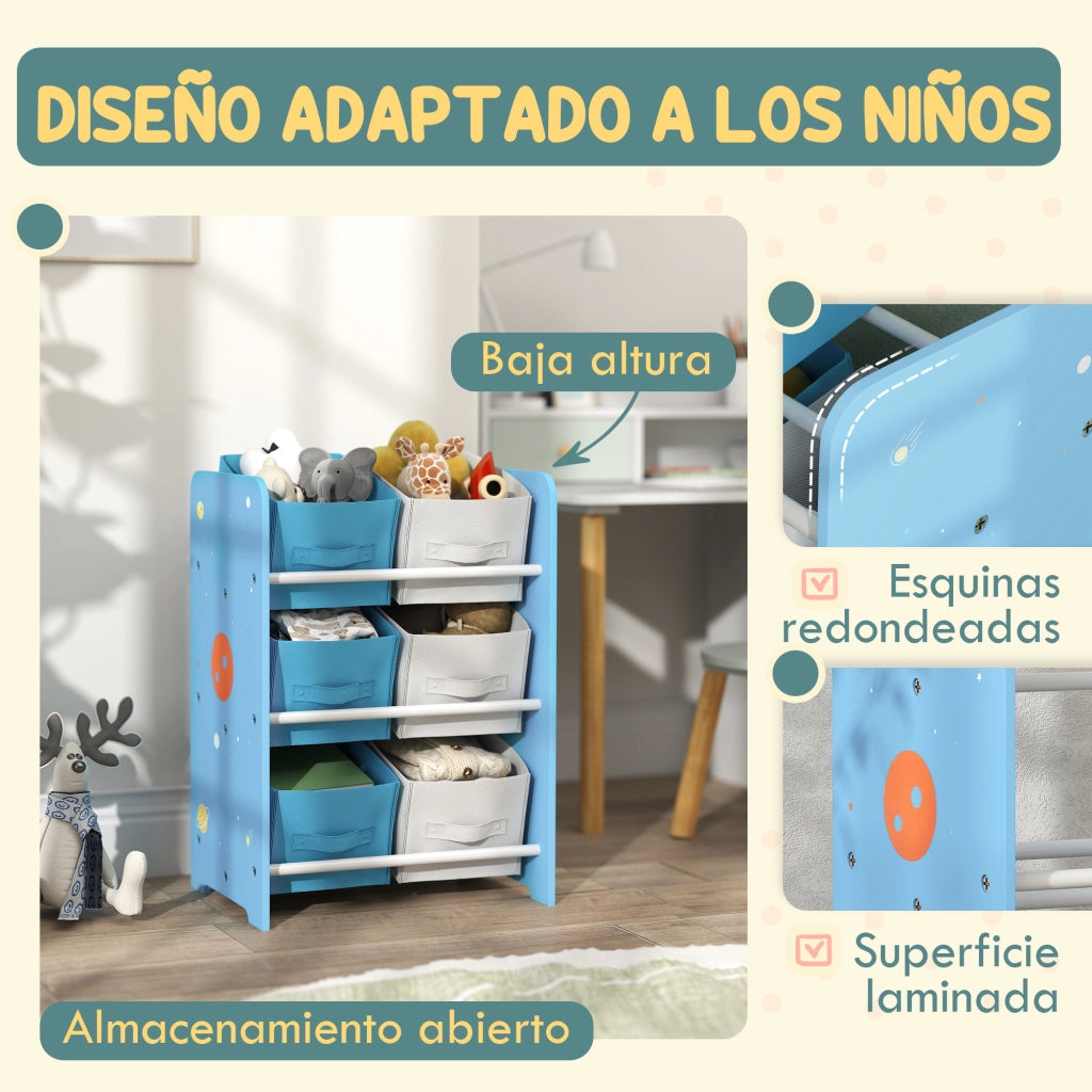 Scaffale per Bambini con Cestini ¨C Zephmum ¨C Azzurro 43x30x60 cm