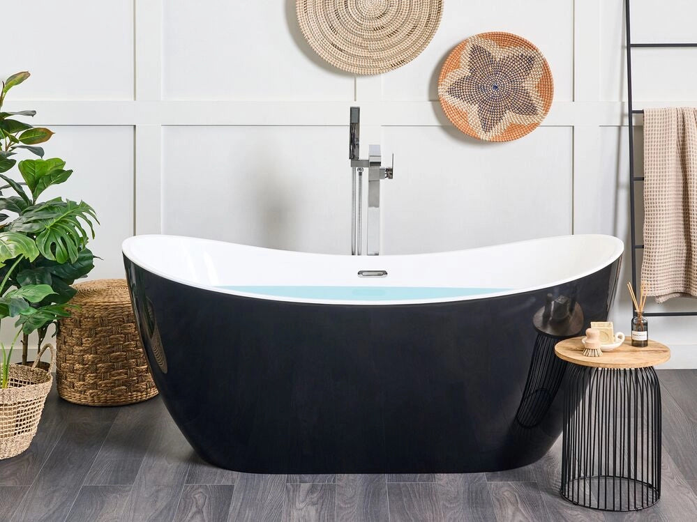Vasca da bagno nera con argento sanitario singolo acrilico 170 x 77 cm autoportante moderno