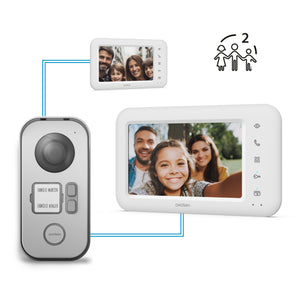 Kit Videocitofono bifamiliare 2 Fili a colori Avidsen 2 Famiglie – 2 monitor 7” + 2 Alimentatori DIN inclusi