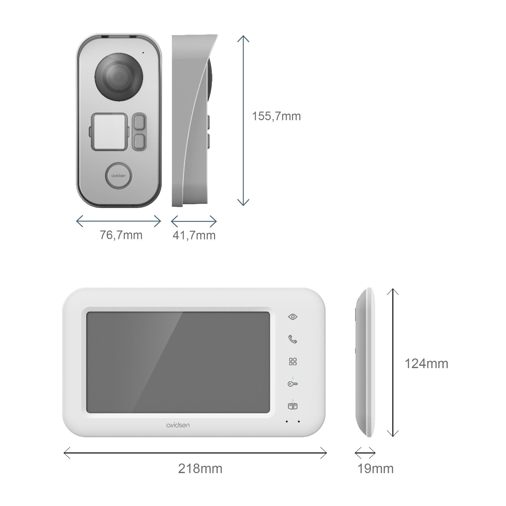 Kit Videocitofono Bifamiliare Elia 2 Famiglie - Monitor 7'' Colori 2 Fili - 112303