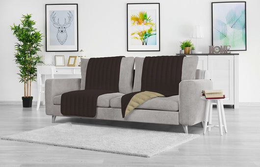 Copriseduta Divano Trapuntato in Microfibra Doubleface Marrone/Panna