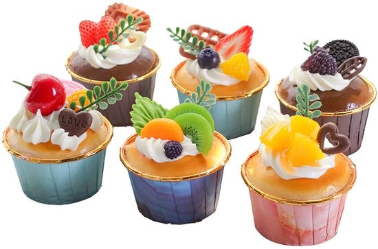 Modello di Cupcake Decorativo - 6 Pezzi - Simulatore di Cupcake Realistico - Fatto a Mano - Materiale PU/PVC - Dettagli Fini