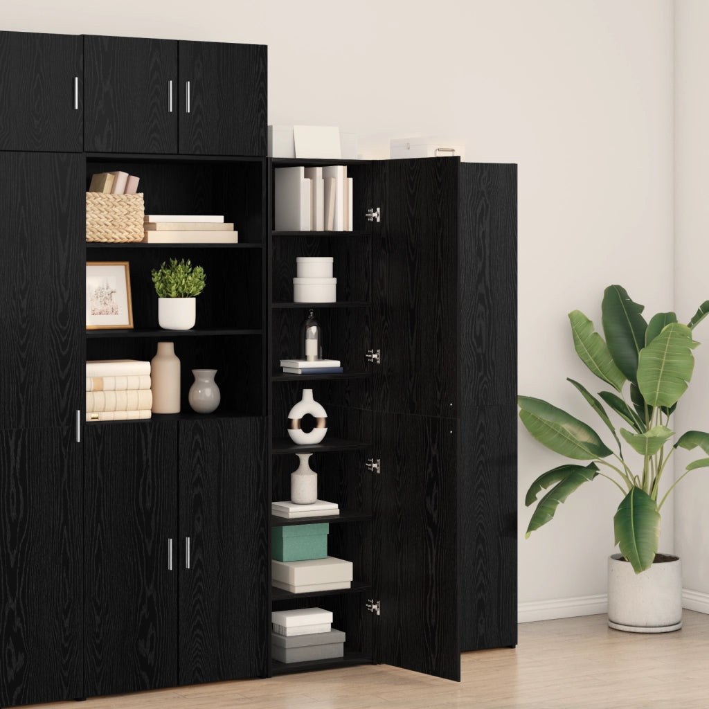 Highboard Rovere Nero 45x42.5x185 cm Legno ingegnerizzato