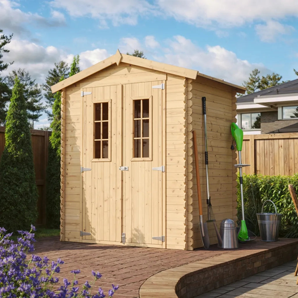 TIMBELA M367C+M367G Casetta da Giardino in Legno CON PAVIMENTO TRATTATO - 1.98 m2