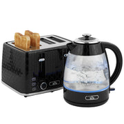 Set Bollitore Elettrico 1,7L 2200W e Tostapane 4 Fette ¨C Xylo ¨C Nero con Filtro Anticalcare