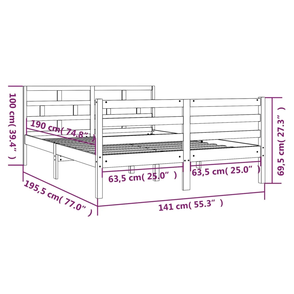 Giroletto-Struttura Letto 135x190 cm Double in legno Massello 247730