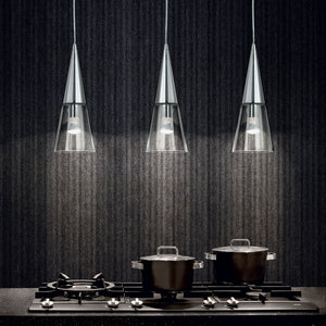 Sospensione Moderna Cono Metallo Cromo 3 Luci E14