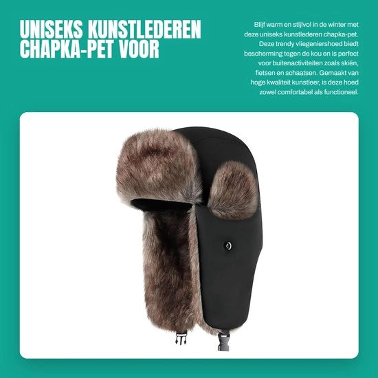 Cappuccio universale unisex - Impermeabile in pelle - Protezione invernale - Cappello da pilota - Orecchini protettivi - Adatto per sci e bicicletta