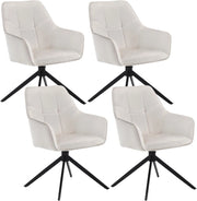 4 Pezzi Sedie da Pranzo con Braccioli, Poltroncina con Gambe in Metallo, Sedia da Cucina con Schienale e Seduta Girevole,per Salotto, Studio, in Velluto, Crema, EZS09cm-4