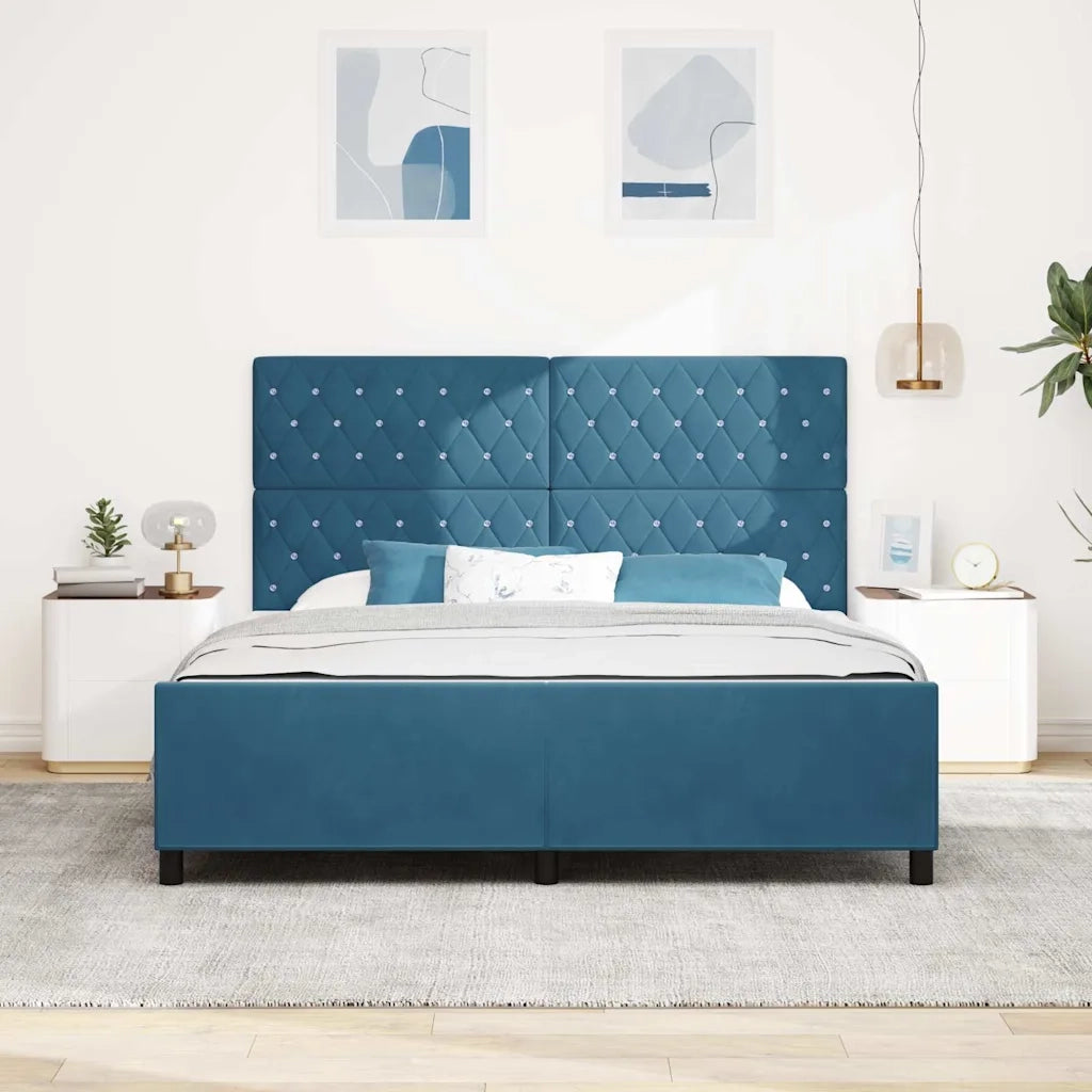 Letto a molle con testiera Blu Scuro 180 x 200 cm Velluto 3344895