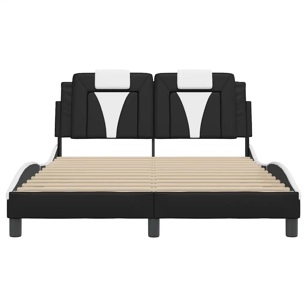 Giroletto Viana senza Materasso Nero e Bianco 140x190 cm in Similpelle 3208094