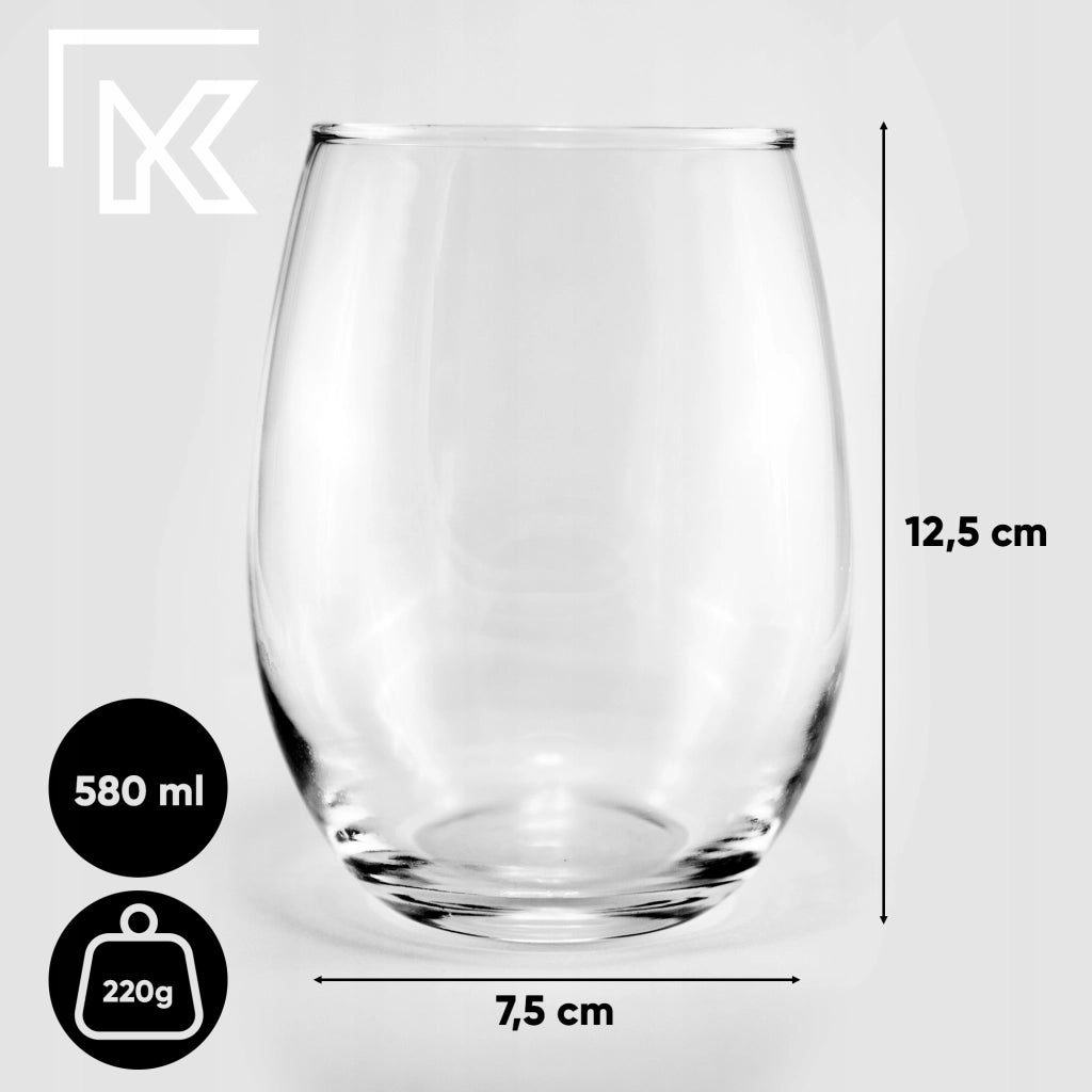 Bicchiere KADAX da 580 ml per whisky, bevande, succhi di frutta e acqua. Bicchiere regalo.