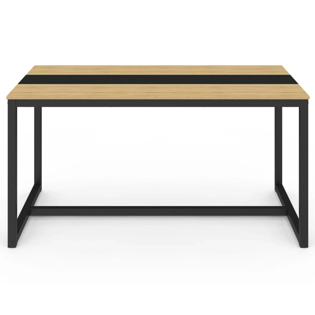 IDMarket - Tavolo da pranzo DOVER per 8 persone con fascia centrale nera design industriale 150 cm