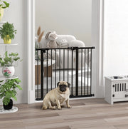 Cancelletto di sicurezza per cani 82x73x6.5 cm con chiusura automatica; metallo nero