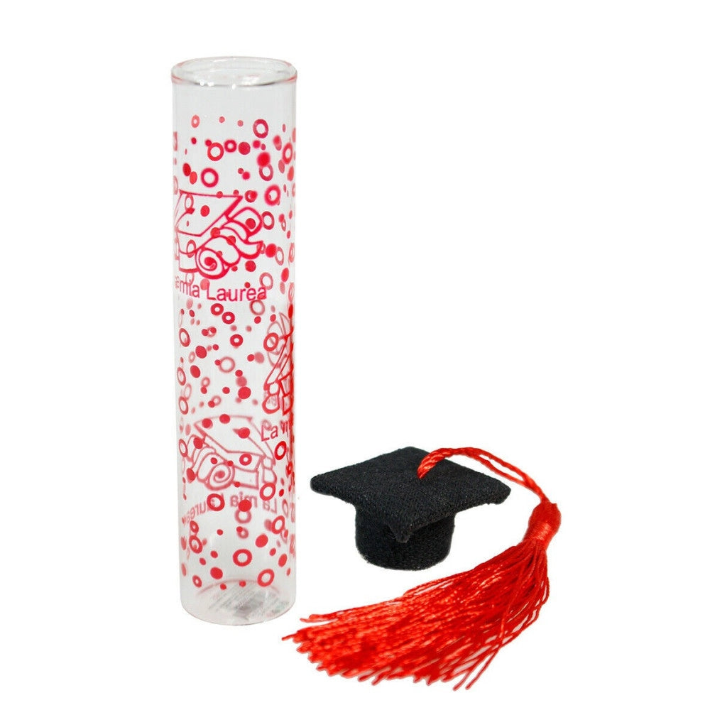 Trade Shop - Bomboniera Ampolla In Vetro Con Tappo In Sughero Per Laurea Cappello Tocco Nero -