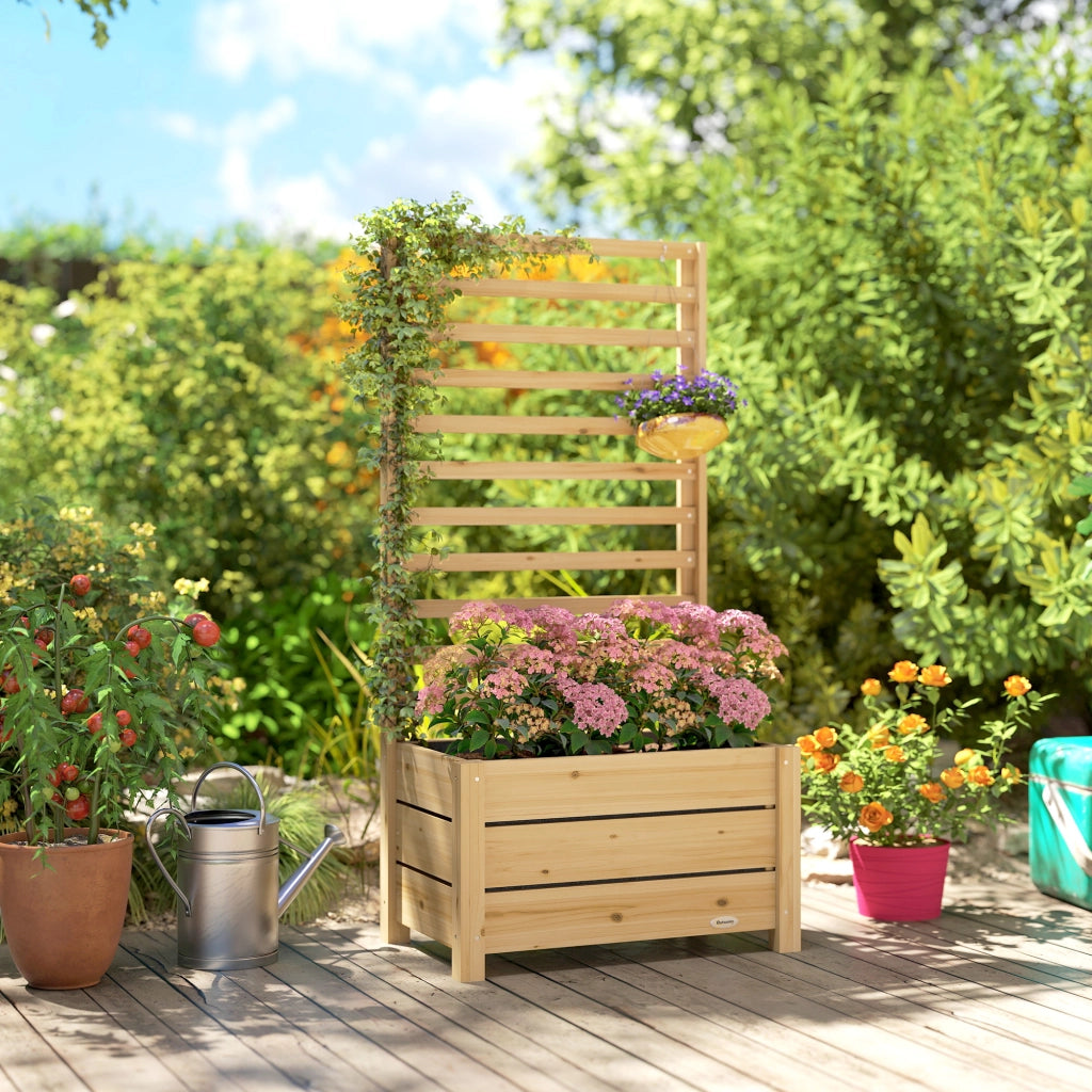 Vaso da fiori rialzato con graticcio in legno ¨C zephmum ¨C 60x39x120 cm