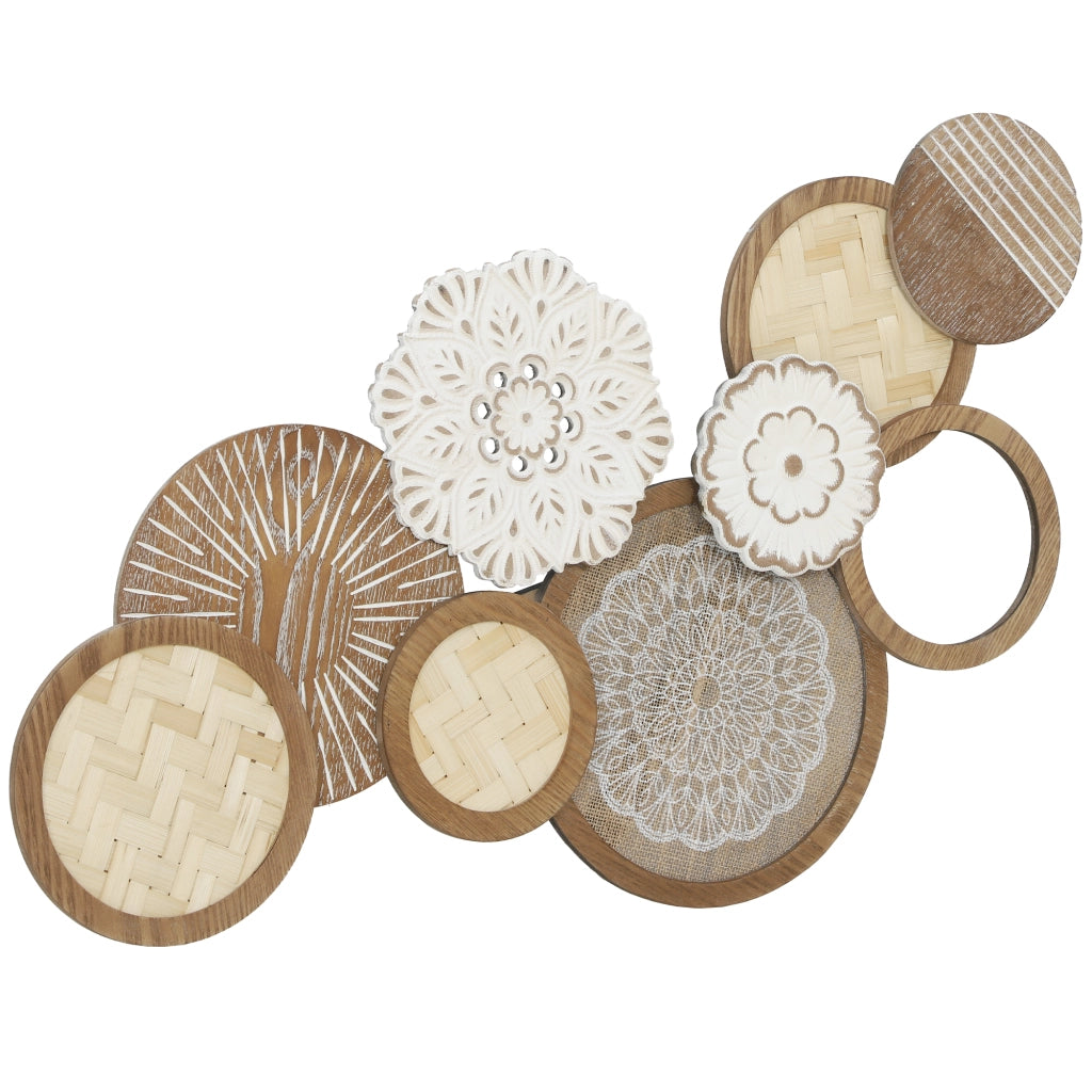 Decorazione murale in legno con dischi ¨C zephmum ¨C 83.8x44.5 cm legno naturale