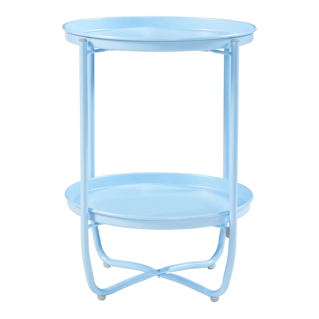 Tavolino da caffè consolle laterale con ripiani estraibili 58 x 40 cm acciaio azzurro cielo 03_0010766