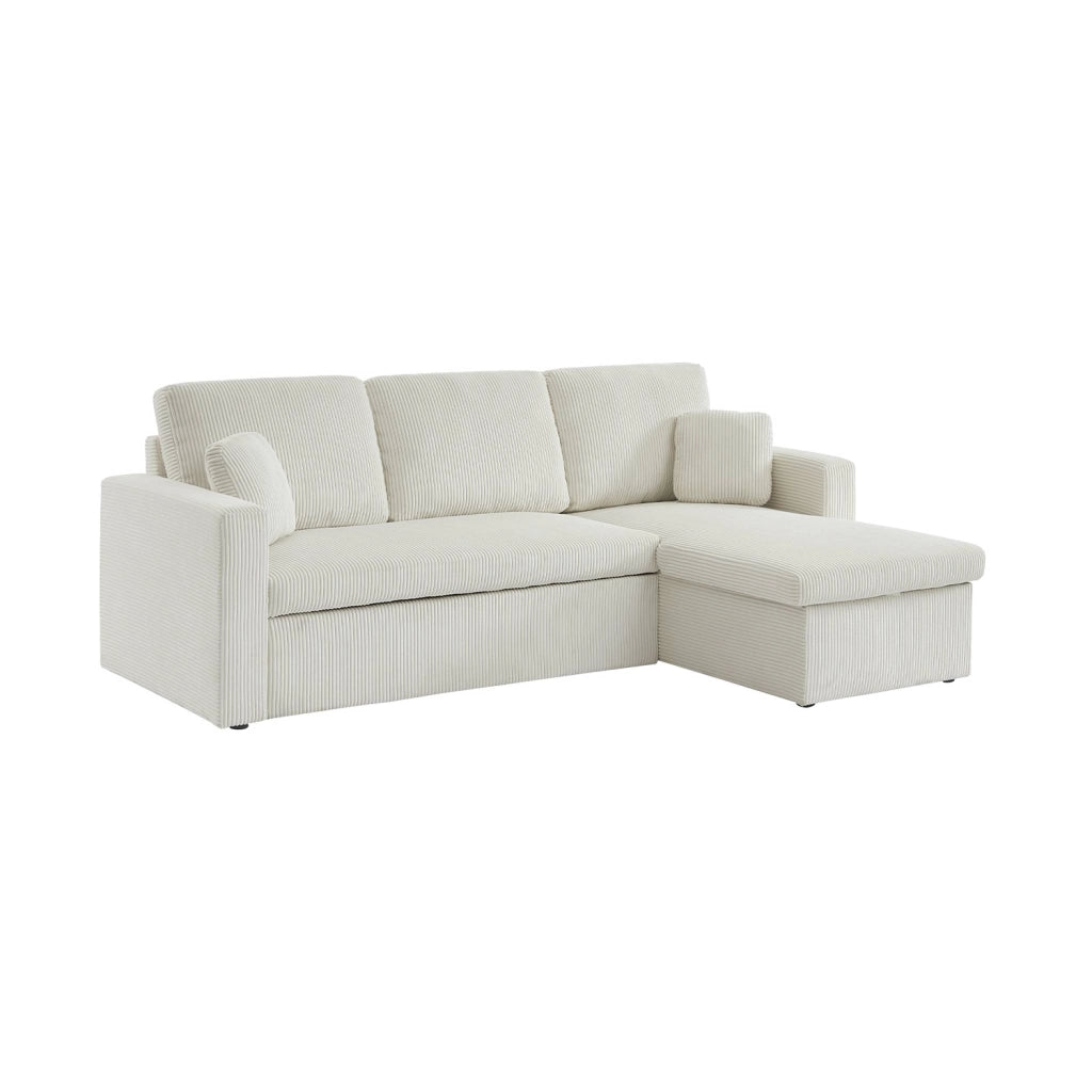 Divano letto angolare reversibile, 3 posti, crema