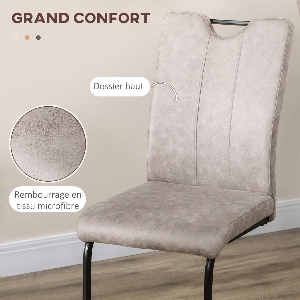 Set di 4 sedie da pranzo con rivestimento in microfibra e gambe in acciaio ¨C zephmum ¨C Grigio 43x58.5x99.5 cm