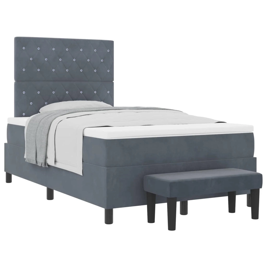 Letto a molle con materasso Grigio scuro 120 x 200 cm Velluto 3344439