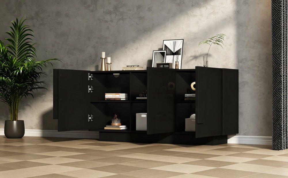 Credenza Soggiorno 3 Ante ¨C MINIMAL ¨C Nero, Truciolato, 160x60x35