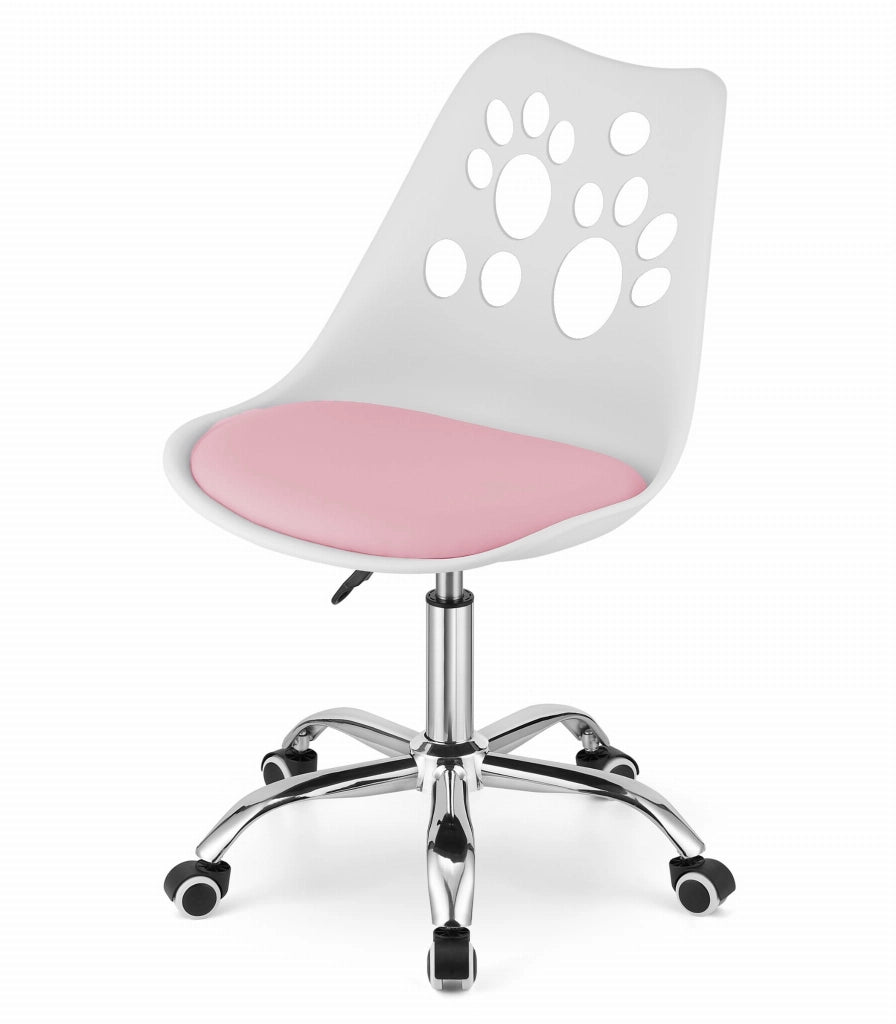 Sedia girevole ergonomica Valora PRINT bianca e rosa per la casa