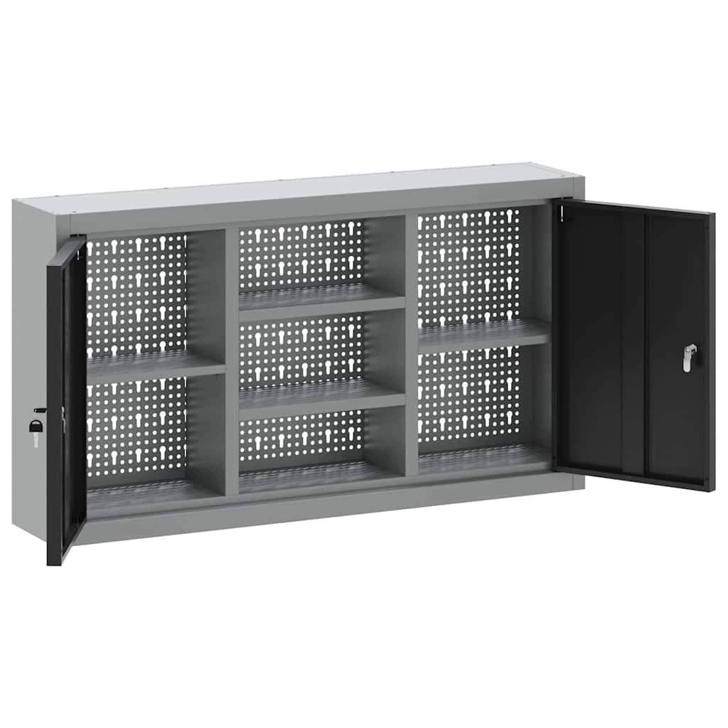 Armadio portautensili industriale con ripiani regolabili 100 x 20 x 55 cm acciaio nero 02_0058030