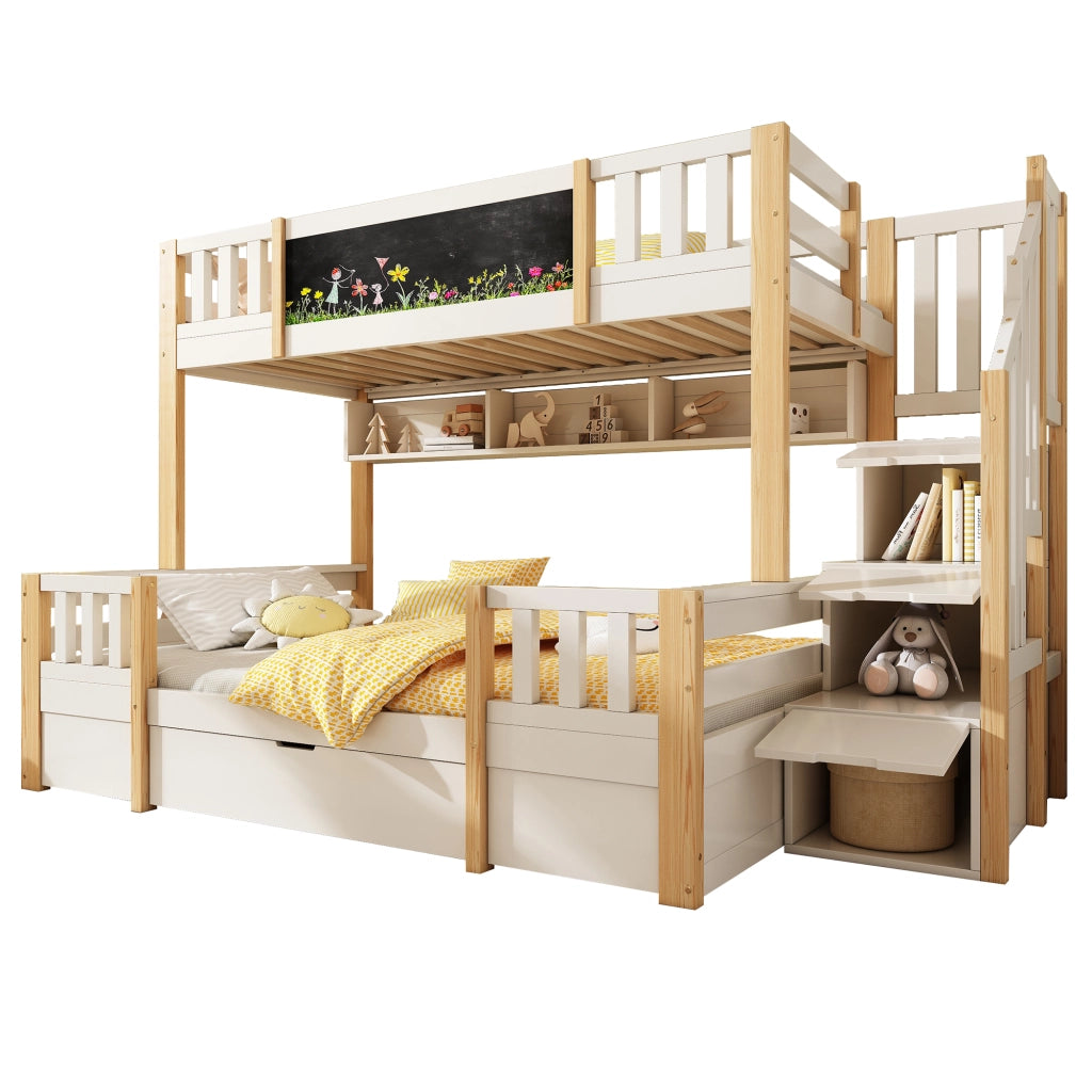 LETTO A CASTELLO 90/140x200 cm Legno Bianco e Naturale