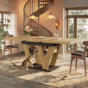 Tavolo da pranzo allungabile 119-158.5x80x75 cm con vano contenitore; MDF nero e naturale