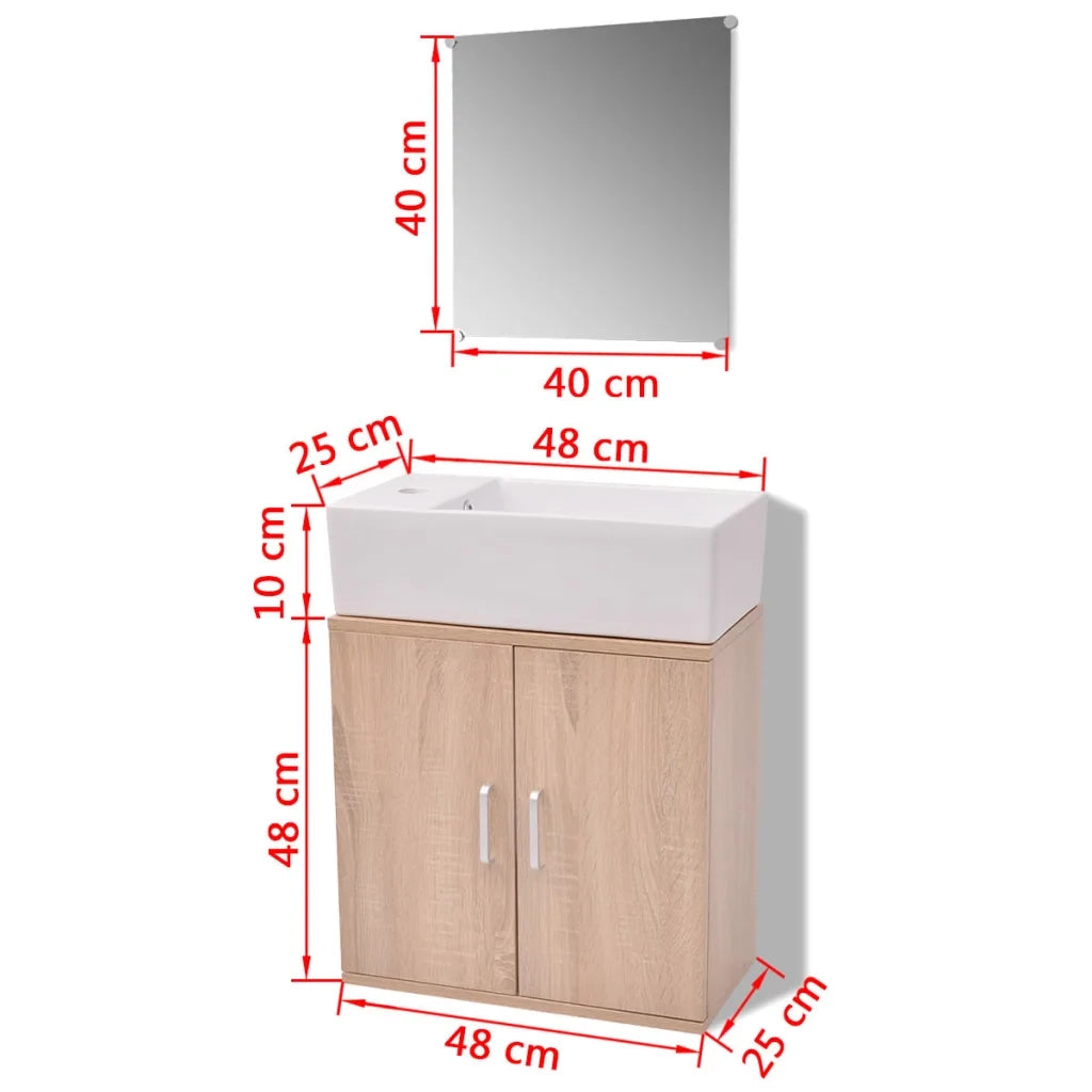 Set Mobili da Bagno con Lavabo 3 pz Beige 272228