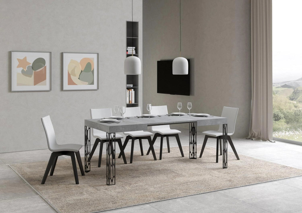 Tavolo Allungabile 110-194x70x77 cm Ghibli Cemento e Antracite