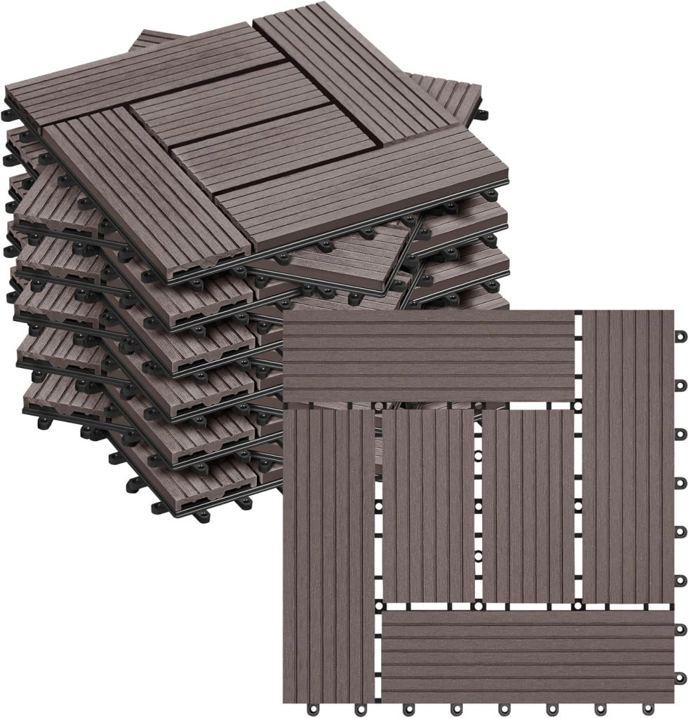 Pavimenti da Esterno Balcone/Giardino/Terrazza Piastrelle ad Incastro in WPC, Legno Composito Grigio 22 Pannelli / 2 ㎡