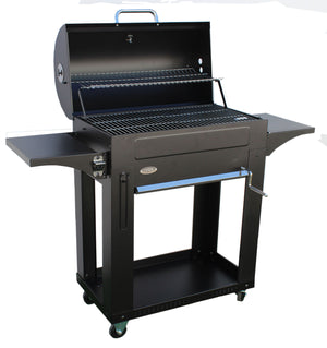Barbecue a Carbone 140x44x120 cm con 3 Griglie e Coperchio in Acciaio Milano Nero