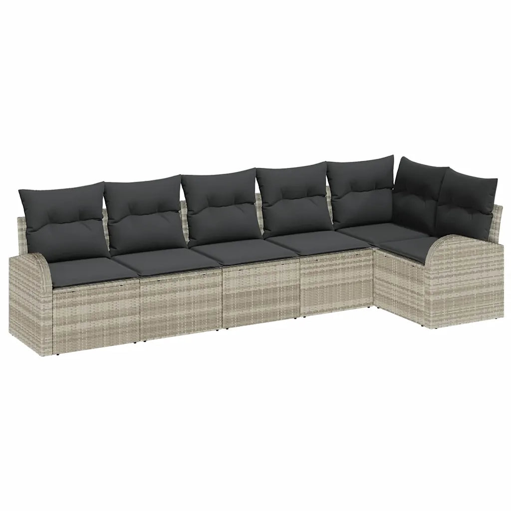 Set Divano da Giardino 6 pcs Grigio chiaro polyrattan 3354731