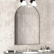 Specchio da parete - 50 x 75 cm - Nero - Specchio curvo per la stanza da bagno - Grande specchio per trucco con struttura metallica