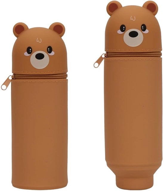 Etui 2-in-1 in Silicone, Cadeau per Ragazze per il Ritorno a Scuola, Raccordo con Rittens, Contiene Pennelli e Matite, Altezza 22 cm