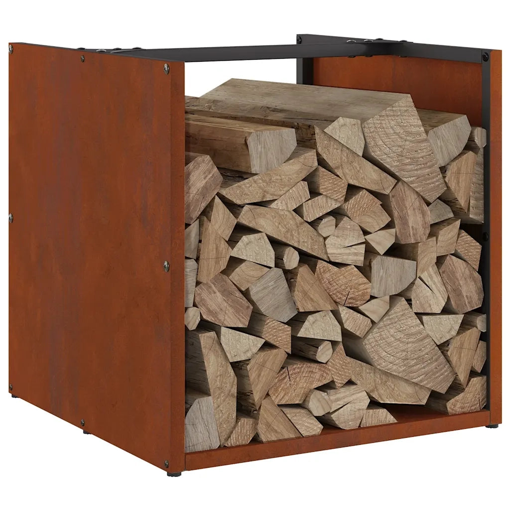 Rastrelliera per Legna da Ardere 40x40x40 cm in Acciaio Corten 864242