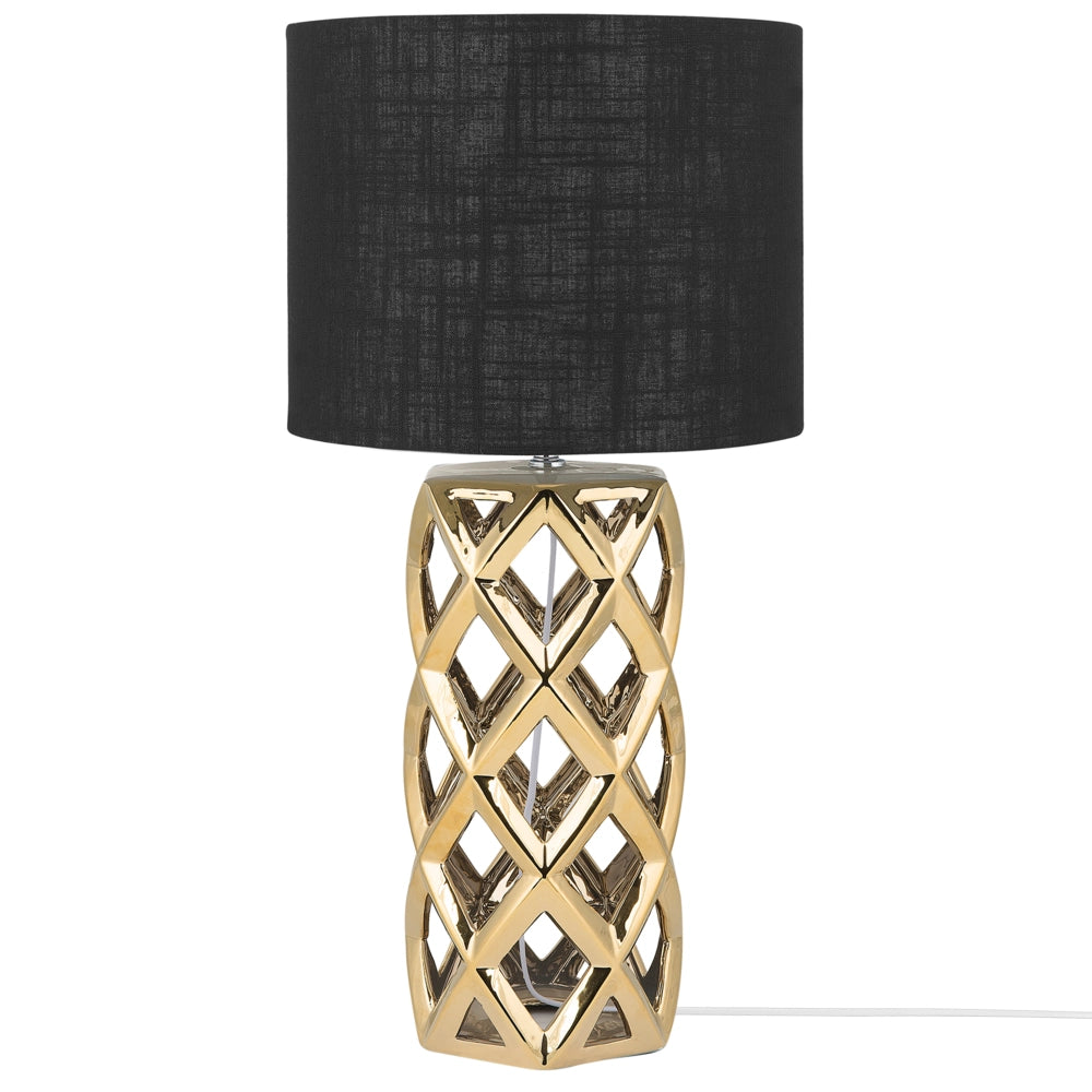 Lampada da Tavolo Base Dorata con Paralume Tamburo di colore ero abat jour  design moderno