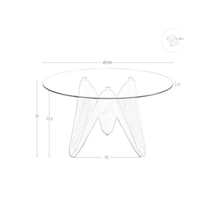 Tavolo da pranzo rotonda vetro temperato e noce