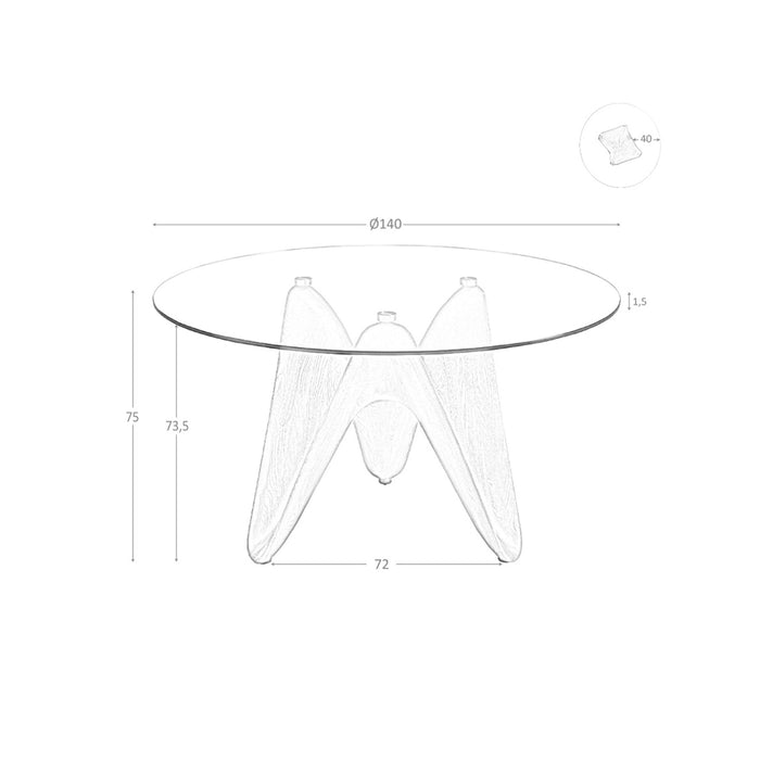 Tavolo da pranzo rotonda vetro temperato e noce