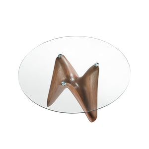 Tavolo da pranzo rotonda vetro temperato e noce