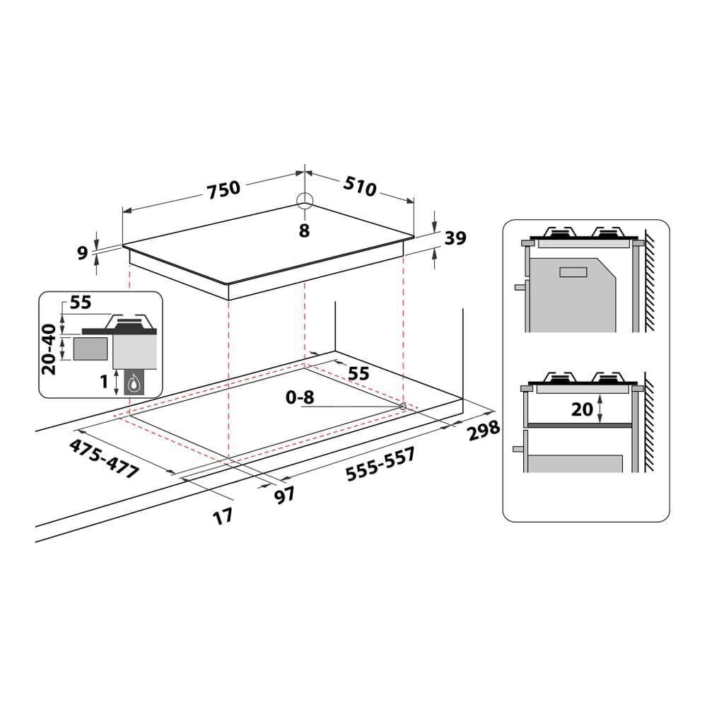 Hotpoint Ariston Piano cottura a gas PCN 750 T (OW) R /HA