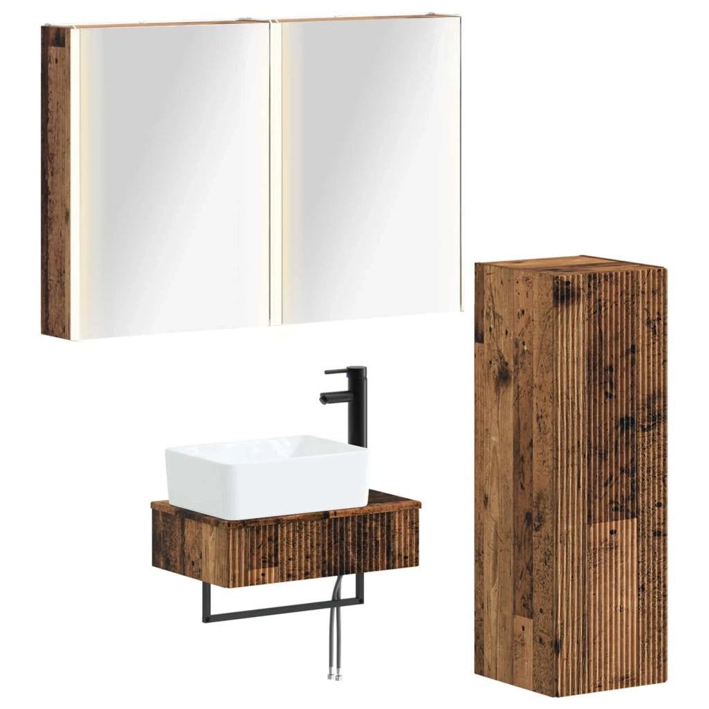 Set di mobili per il bagno 4 pz Legno antico 3407405