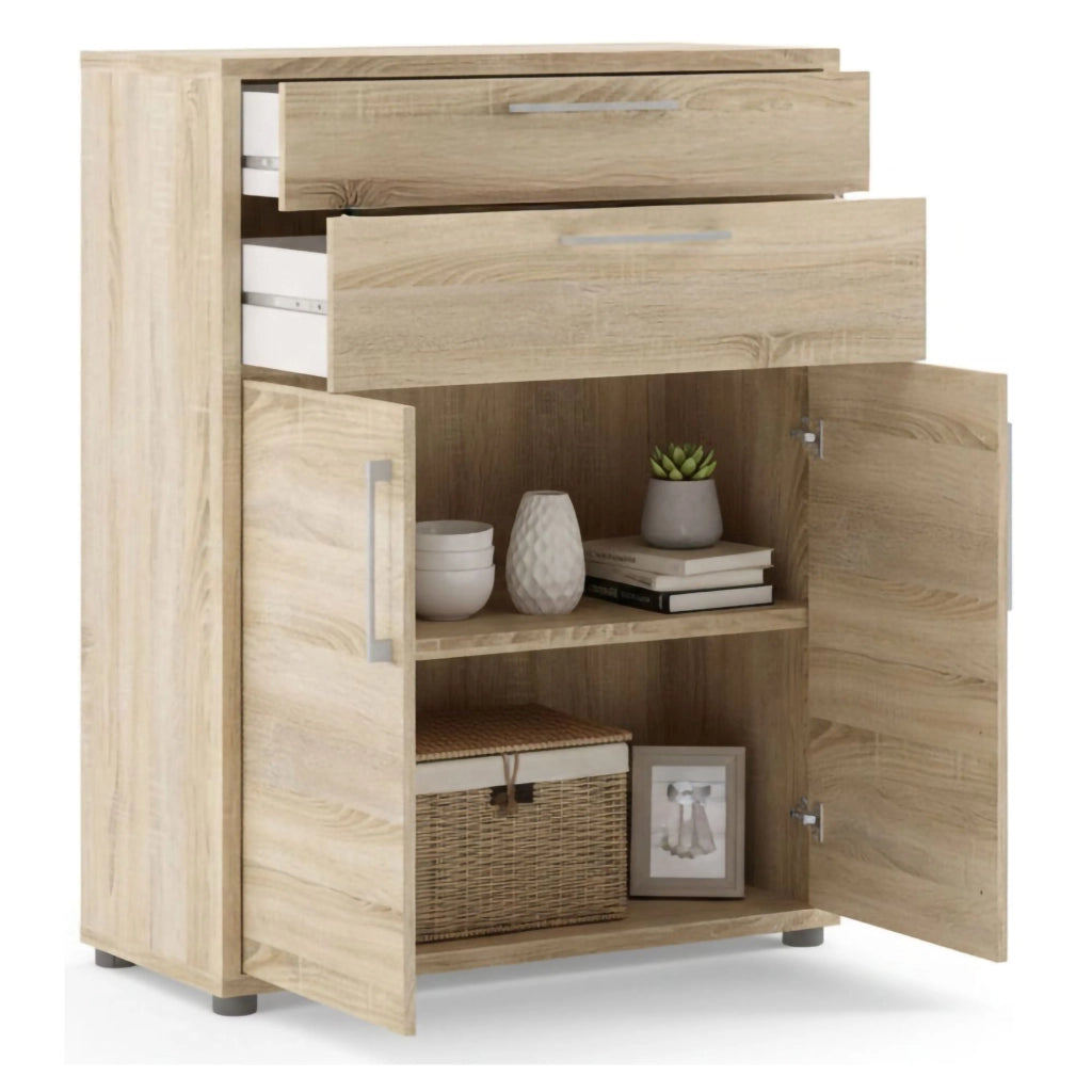 Credenza Agra, Buffet da soggiorno, Madia da salotto, Dispensa da cucina, 89x40 h113 cm, Quercia