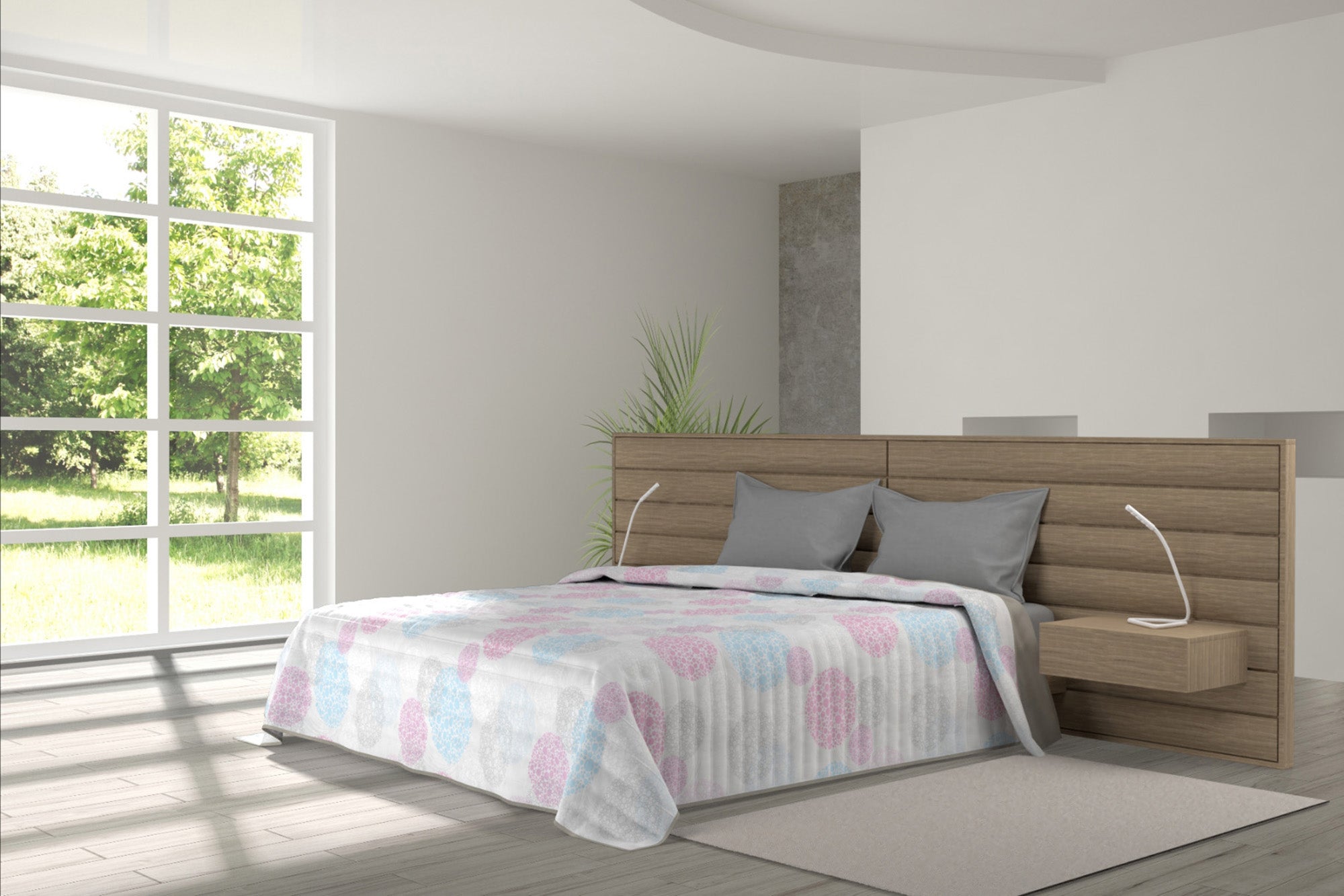 Trapuntino Singolo Doubleface con Stampa Molecole